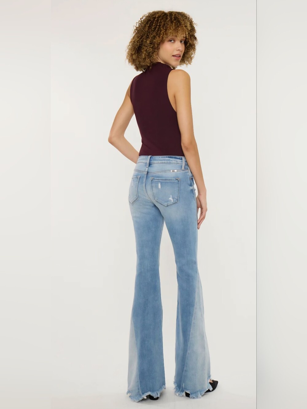 KanCan Mid Rise Medium Contrast Wash Flare Jeans Vintage Style Stretch 7/27 NEW - Picture 6 of 12
